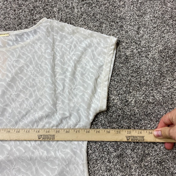 Michael Kors blouse womens small White Sheer Tie bow Summer overlay Elegant - Picture 8 of 9